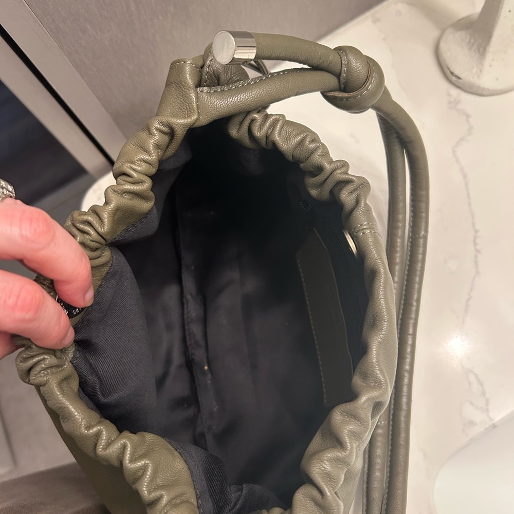 Topshop Olive Drawstring leather Shoulder Bag - Picture 6 of 10